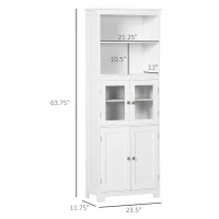 HOMCOM 63" Small Buffet with Hutch, 4-Door Kitchen Pantry, Freestanding Storage Cabinet with Adjustable Shelf for Dining Room, Living Room, White(m-3)