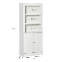 HOMCOM 72" Kitchen Buffet with Hutch, Kitchen Pantry Cupboard with 2 Door Cabinet, and 2 Adjustable Shelves, White(m-3)