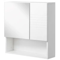 kleankin Medicine Cabinet with Mirror, Bathroom Wall Cabinet, Storage Organizer with Mirror Door, Adjustable Shelf, White(m-11)