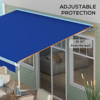 Outsunny 13' x 10' Electric Awning, Retractable Awning with LED Lights and Remote Controller for Door and Window, Blue(m-9)
