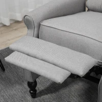 HOMCOM Wingback Reclining Chair with Footrest, Button Tufted Recliner Chair with Rolled Armrests for Living Room, Light Grey(m-10)