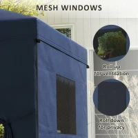 Outsunny 10' x 10' Pop Up Canopy Tent, Instant Sun Shelter, with Wheeled Bag and Mesh Windows, Height Adjustable, Dark Blue(m-6)