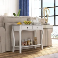 HOMCOM Console Table, Modern Entryway Table with 2 Drawers and Bottom Shelf, Sofa Table for Living Room, Hallway, Ivory White(m-8)