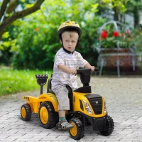 Qaba Caterpillar Licensed Ride-On Construction Toy with Shovel & Trailer, No Power Ride-on Tractor for 18-36 Months(m-2)