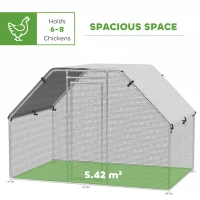 PawHut Large Chicken Coop Metal Chicken Run with Waterproof and Anti-UV Cover, Flat Shaped Walk-in Fence Cage Hen House for Outdoor and Yard Farm Use, 1.3" Tube Diameter, 9' x 6' x 6.5'(m-4)