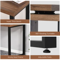 HOMCOM Corner Rotating L-Shaped Office Table Computer Desk with Storage Shelf Brown(m-6)