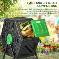 Outsunny Rotating Composter, Compost Bin with 24 Vents and Steel Legs, 17 Gallon(m-4)