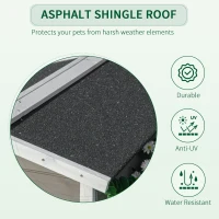 PawHut Wooden Cat House Outdoor with Door, Weatherproof 2-Floor Feral Cat Shelter with Asphalt Roof, Balcony, Dark Gray(m-5)