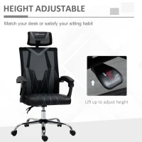 Vinsetto Mesh Office Chair Ergonomic Desk Chair with Rotate Headrest, Lumbar Support & Adjustable Height, 360° Swivel Computer Chair(m-4)