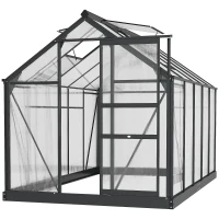 Outsunny 6.2' x 10.3' x 6.6' Outdoor Greenhouse with Walk-in Vent Door for Backyard Garden Gray(m-13)