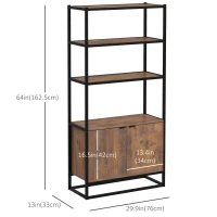 HOMCOM Storage Cabinet with 3 Open Shelves Cupboard Freestanding Tall Organizer Multifunctional Rack for Livingroom Bedroom Kitchen Rustic Brown(m-3)