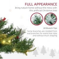 HOMCOM 1.5 Foot/16 inch 2 Pack Prelit Artificial Christmas Tree Cordless with 69 Branches, Warm White LED lights, Red Berries, Pine Cones, for Outdoor Entryway, Green(m-5)