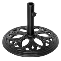 Outsunny 25lbs Cast Iron Round Patio Umbrella Base Stand, Umbrella Holder for Outdoor, Patio, Garden, Deck and Beach, Fit Dia. 1.5", 2" Pole, Black(m-11)