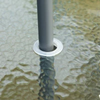 Outsunny 5 Pieces Patio Table and Chairs, Outdoor Dining Set with 4 Folding Chairs, Glass Tabletop and Parasol Hole, Black(m-10)