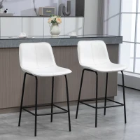HOMCOM Bar Stools Set of 2, Upholstered Counter Height Bar Chairs, Kitchen Stools with Steel Legs(m-8)