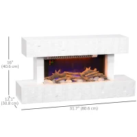 HOMCOM 32 Inches Freestanding Electric Fireplace with Mantel, 1500W Replaceable Fireplace Insert Heater with Timer, White(m-3)