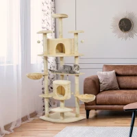PawHut 79" Scratching Kitten Tree Condo Kitten Scratch Activity Center Toys Beige(m-1)