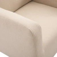 HOMCOM Accent Lounge Rocking Chair with Solid Curved Wood Base and Linen Padded Seat, Cream White(m-9)