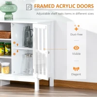 HOMCOM Sideboard, Buffet Cabinet, Coffee Bar Cabinet, Kitchen Cabinet with Storage Shelves, Slatted Framed Doors and Cable Management for Living Room, White(m-7)