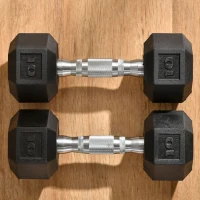 Soozier Rubber Dumbbells Weight Set, Total 20lbs, 10lbs Each, Dumbbell Hand Weight for Body Fitness Training for Home Office Gym, Black(m-9)