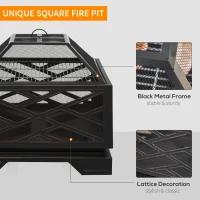 Outsunny 26" Outdoor Fire Pit, Square(m-7)