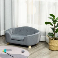 PawHut Miniature Dog / Cat Couch w/ Washable and Removable Cushion, Waterproof Cover, Gray(m-10)