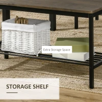 HOMCOM Industrial Dining Table Set, Kitchen Table and Chairs for 4, Dinner Table with Bench Set with Metal Frame & Storage Shelf, 4 Piece Dinette Set(m-6)