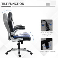 HOMCOM Racing Gaming Chair PU Leather Office Chair Executive Computer Desk Chair with Adjustable Height, Flip Up Armrest, Swivel Wheels, Blue(m-5)