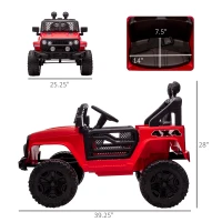 Aosom 12V Kids Ride On Truck with Parent Remote Control, Battery Powered Electric Car with Spring Suspension, Adjustable Speed, LED Lights and Horn, Red(m-3)