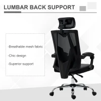Vinsetto Mesh Office Chair Ergonomic Desk Chair with Rotate Headrest, Lumbar Support & Adjustable Height, 360° Swivel Computer Chair(m-8)