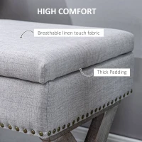 HOMCOM 35.75" Storage Ottoman, Upholstered Storage Bench with Hidden Space, Nailhead Trim and X-Shaped Wood Legs, for Living Room, Entryway, Bedroom, Grey(m-5)