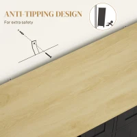 HOMCOM Hidden Garbage Bin Cabinet, Tilt Out Trash Cabinet w/ 2 Drawers, Freestanding Kitchen Island for Laundry, Black(m-9)