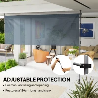 Outsunny 11.5' x 10' Manual Retractable Patio Awning, Outdoor Privacy Screen with UPF30+ & Water-Resistant Fabric, Dark Grey(m-5)