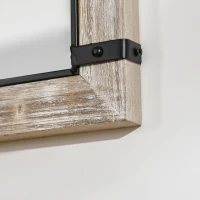 HOMCOM 36.5" x 23.5" Large Farmhouse Wall Mirror, Arch Window Mirror for Wall Decor in Living Room, Bedroom, Entryway, Rustic Wood Grain(m-9)