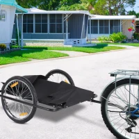 Aosom Folding Bicycle Cargo Trailer Cart Carrier Garden Use w/ Quick Release, Cover, Black/Red(m-8)