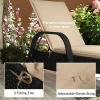 Outsunny Foldable Chaise Lounge Cushion Set of 2, Outdoor Lounge Chair Cushion Set, UPF50+ 200gsm Fabric, 76" x 23", Beige(m-6)