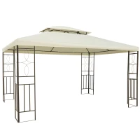 Outsunny 10x13ft Steel Gazebo Sun Shelter Patio Outdoor Party Event Canopy Vented Roof Cream White(m-2)