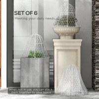 Outsunny 6 Pack Garden Cloches for Plants, 16" x 13" Metal Crop Cage, Plant Cages to Keep Animals Out, White(m-5)