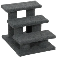 PawHut 3 Tier Pet Stairs Dog Cat Step Scratch Post Furniture,  Dark Grey(m-2)