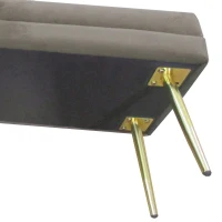 HOMCOM 39" Storage Ottoman, Velvet End of Bed Bench with Steel Legs, Foot Stool with Storage for Bedroom, Living Room, Beige(m-10)