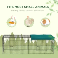 PawHut 87" Small Animal Playpen with with Roof for Rabbits, Chicken, Chinchillas for Indoor/Outdoor Use, Green(m-6)
