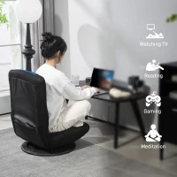 HOMCOM Folding Floor Chair for Adults Teens, 360 Degree Swivel Gaming Chair, 6 Positions Adjustable Lazy Sofa, Blue(m-7)