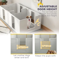 PawHut Whelping Box for Dogs and Puppies, Dog Birth Supplies Indoor w/ Adjustable Height Doors, for Small Sized Dogs(m-4)