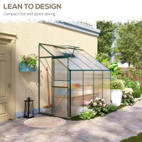 Outsunny Walk-In Garden Greenhouse Aluminum Polycarbonate with Roof Vent for Plants Herbs Vegetables 8' x 4' x 7' Silver(m-6)