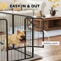 PawHut 24" Dog Playpen Indoor Outdoor, Portable Foldable 8 Panels Pet Playpen with Door & Strap for Small Dogs(m-5)