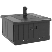 Outsunny 3-in-1 Outdoor Umbrella Base with Wheels and Handles, End Table, Flower Box Planter with Hole, 176 lbs. Capacity, Black(m-11)