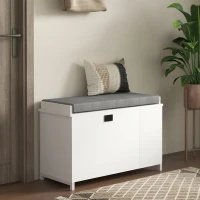 HOMCOM Shoe Storage with Seat, Upholstered Hallway Bench, Shoe Bench with Flip Drawer and Side Rack for 6 Pairs of Shoes(m-8)