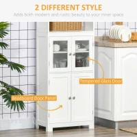 HOMCOM 63" Small Buffet with Hutch, 4-Door Kitchen Pantry, Freestanding Storage Cabinet with Adjustable Shelf for Dining Room, Living Room, White(m-5)