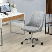 Vinsetto Armless Task Chair, Mid-back Desk Chair, Microfiber Home Office Chair with Adjustable Height, Tilt, Swivel Function, Vanity Chair with Wheels, Light Grey(m-2)