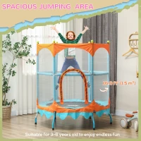 Qaba Trampoline for Kids, 4.6FT Mini Toddler Trampoline Indoor Outdoor with Handlebar, Safety Enclosure Net, Blue(m-4)